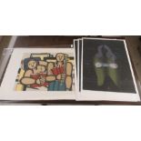 Four prints: to include after F Leger - an abstract study of two figures  22" x 17"