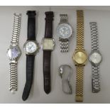 Wristwatches: to include a stainless steel cased accuristic, faced by a baton dial