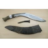 A 20thC kukri with one skinning knife