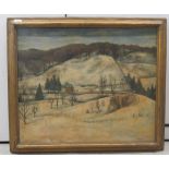 Stowell - a winter landscape  oil on canvas  bears a signature & text verso  30" x 25"  framed