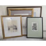 Pictures: to include a study, 'The Bank Side at St. Pauls'  print  8" x 6"  framed