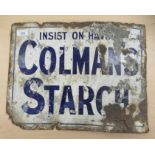 A vintage painted enamel sign for 'Colmans Starch'  14" x 18"
