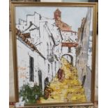 Bernard Dufour - Continental street scene  oil on canvas  bears a signature  17" x 13"  framed