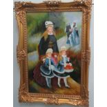 Radcliffe - a Victorian style study, a mother and two children  oil on canvas  bears a signature