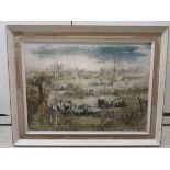 Pierre Lavarenne - a marshland study  overpainted print on canvas/mixed medic  bears a signature & a