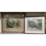 Two studies - manor houses  watercolours   both bearing signatures  10" x 12" & 9" x 13.5"  framed