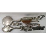 Silver and white metal collectables: to include an Indian parasol handle, decorated with figures and