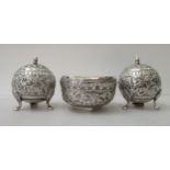 Probably Indian/Persian white metal condiments