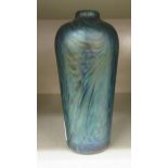 In the manner of Loetz, a French Art Glass vase, in a green lustre finish  6"h