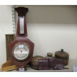 A mixed lot: to include an Edwardian mahogany cased barometer  16"h