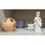 Ceramics, viz. Royal Worcester china, candle snuffer, fashioned as a Victorian child  5"h; a