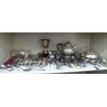 Mainly silver plated tableware: to include an oval tureen and lid; and other decorative metalware