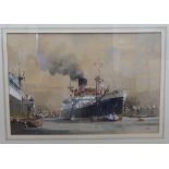 Colin Verity - 'Shipping on The Thames'  watercolour  bears a signature & a gallery label verso  13"