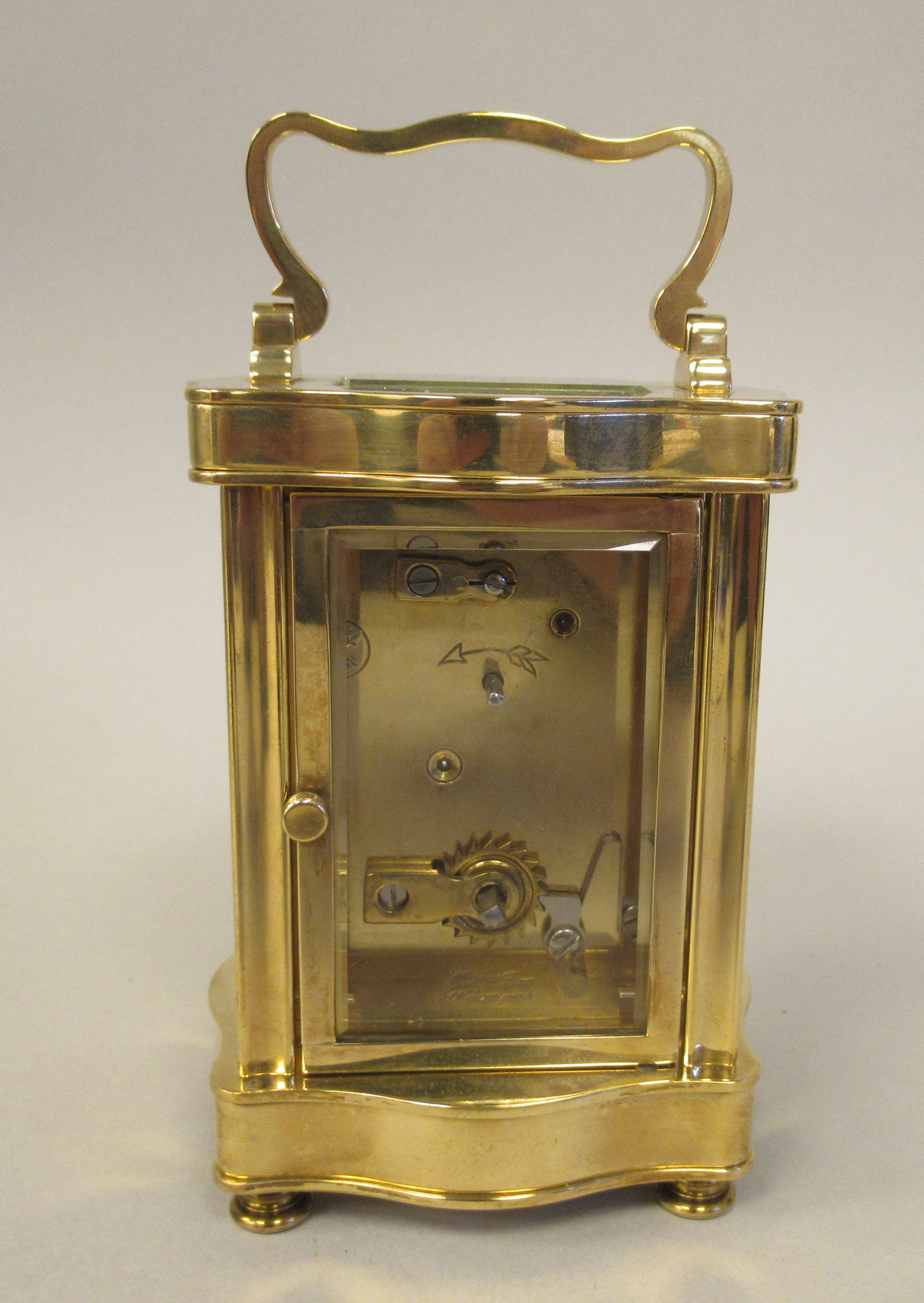 A modern Epee of France brass and glazed cased carriage timepiece; the movement faced by a Roman - Image 5 of 12