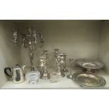 Silver plated tableware: to include a four branch candelabrum  19"h