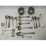 Silver collectables: to include mainly condiments spoons  mixed marks