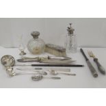 Silver and white metal collectables: to include a toddy ladle; an atomiser; and carving sets