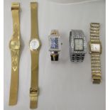Five ladies dress watches, on various straps: to include a Storm, in a gold plated case with a