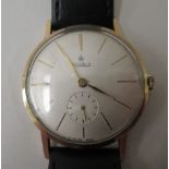 A Roidor 9ct gold cased wristwatch, faced by a baton dial