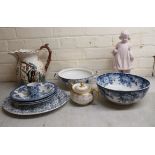 20thC ceramics: to include blue and white china tableware