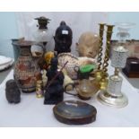 A mixed lot: to include a Kenyan carved bust of a woman  12"h