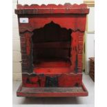 An antique finished, red painted, display box  20"h  13"w