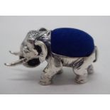 A Sterling silver novelty pin cushion, fashioned as a standing elephant