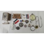 A mixed lot: to include a Goldsmiths & Silversmiths silver cased pocket watch, faced by an Arabic