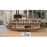 A scratch built model, a Sergal Mississippi paddle steamer, inscribed 'The River Prince Company'