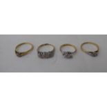 Four 18ct gold variously set diamond rings