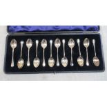 A set of twelve silver teaspoons  Sheffield 1924  cased