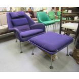 A 1960s Ernst Race, Heron bucket style, high back, enclosed armchair, upholstered in cushioned