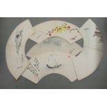 A miscellany of Japanese paper fan patterns  various sizes & designs