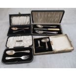 Silver and silver plated gilt collectables: to include an Art Deco Christening set  comprising a