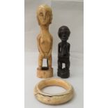 African tribal artefacts from the Congo: to include a carved wooden fertility figure  5.5"h