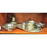 Silver plated tableware: to include a three piece tea set  comprising a teapot, cream jug and