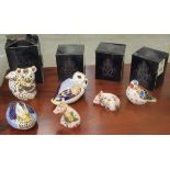 Six Royal Crown Derby china paperweights: to include an Australian Collection koala bear and baby