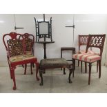 20thC small furniture: to include a reproduction of a George III walnut and mahogany finished