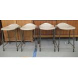 A set of four 1960s Steelux GLC tubular steel framed work stools with moulded grey plastic seats