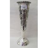 A late Victorian silver tapered vase with a loaded base  London 1891  11"h