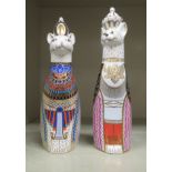 Two Royal Crown Derby bone china paperweights from the Royal Cats series, viz. 'Egyptian' and '