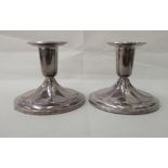 A pair of loaded Sterling silver dwarf candlesticks  stamped Sweden 925  3"h