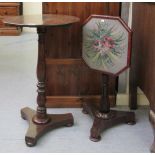 19thC small furniture, viz. a rosewood finished pole screen, set with a tapestry panel  56"h; and