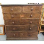 A late victorian walnut dressing chest with two short/four long drawers, on a plinth  46"h  43"w