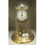 An early 20thC lacquered brass framed 400 day Anniversary clock; the exposed movement faced by a