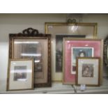Pictures: to include a late 19thC study, a street seller  print  15" x 12"  framed