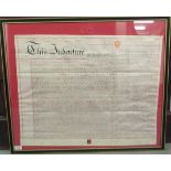 A 1899 indenture  27" x 22"  framed