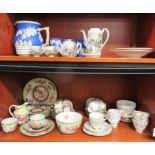 Domestic china: to include a Copeland Spode blue jasper water jug and three beakers