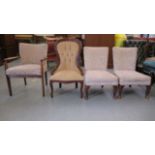 Small furniture: to include a mid 20thC mahogany framed open armchair, raised on square, tapered