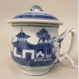 A late 18th/early 19thC Chinese Jiaging period porcelain cup and cover, having an entwined handle